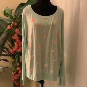 Mint Green Star Print Women's Top